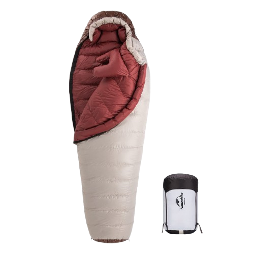 Saco de dormir de plumas Naturehike Snowbird beige momia alta montaña.