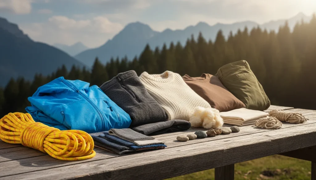 Diferencias entre materiales sintéticos y fibras naturales en montaña